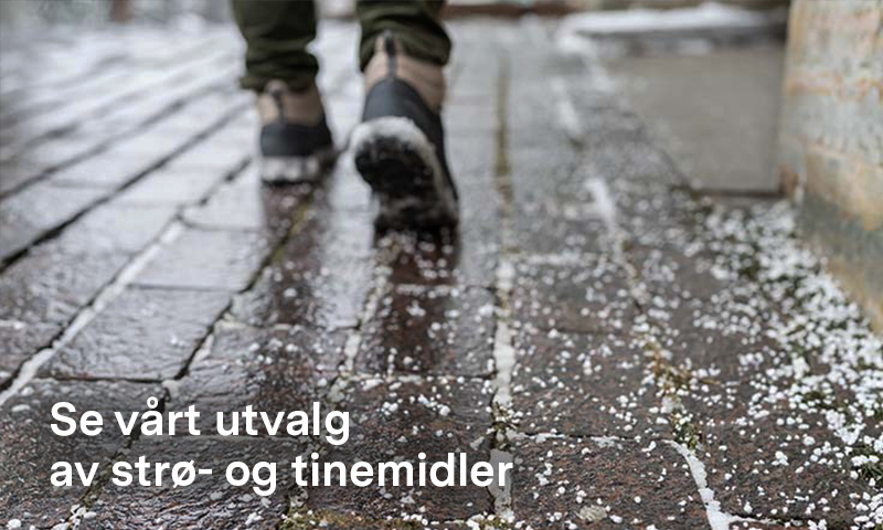 Klikk her for å se vårt utvalg av strø- og tinemidler