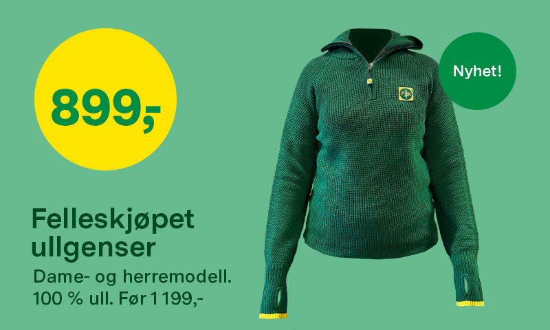 Spar 300 kr Felleskjøpet ullgenser