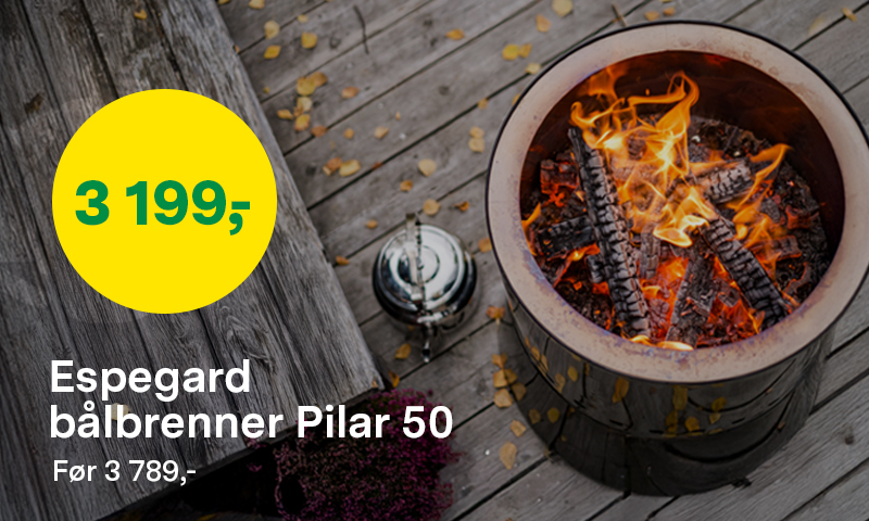 Espegard bålbrenner Pilar 50 før 3 789,- Nå 3 199,-